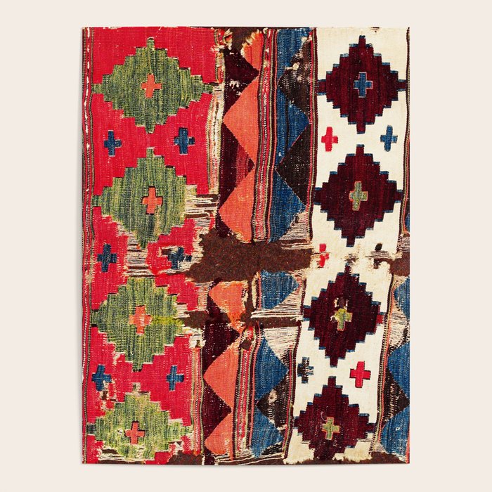 Haymana  Antique Ankara Turkish Kilim Fragment Print Poster Gallery Image 4