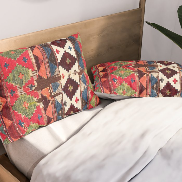 Haymana  Antique Ankara Turkish Kilim Fragment Print Pillow Sham Gallery Image 2