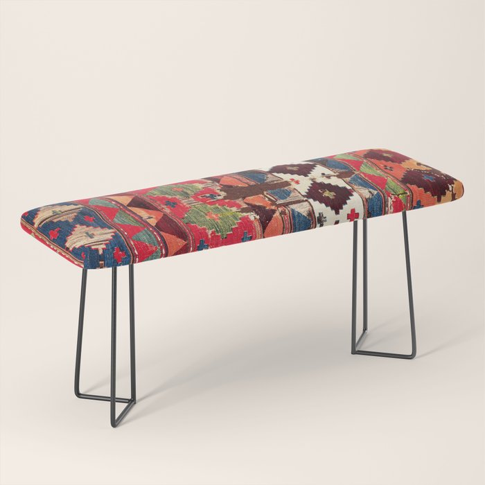 Haymana  Antique Ankara Turkish Kilim Fragment Print Bench Gallery Image 1