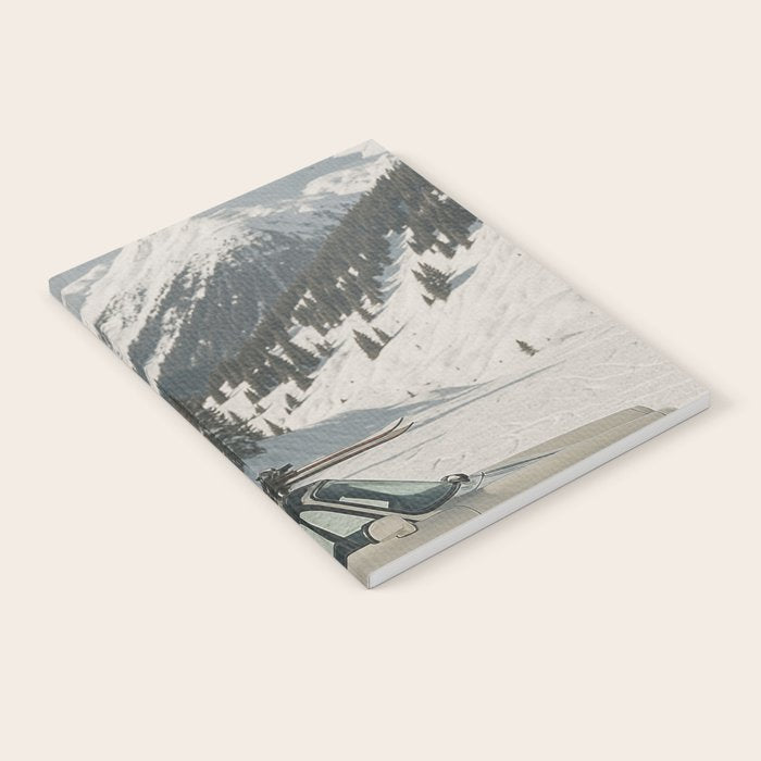 Vintage Apres Ski Alpine Mountains Classic Car  Notebook Gallery Image 1