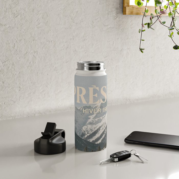 Vintage Apres Ski Alpine Mountains Classic Car  Water Bottle Gallery Image 4