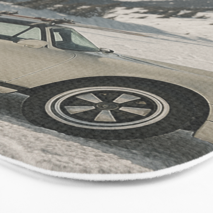 Vintage Apres Ski Alpine Mountains Classic Car  Bath Mat Gallery Image 3