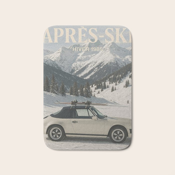 Vintage Apres Ski Alpine Mountains Classic Car  Bath Mat Gallery Image 1