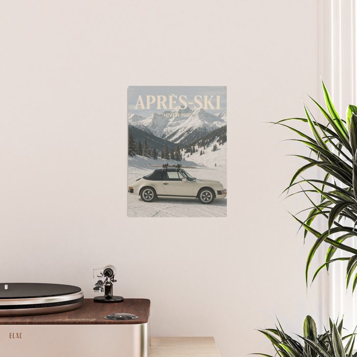 Vintage Apres Ski Alpine Mountains Classic Car  Poster Gallery Image 2