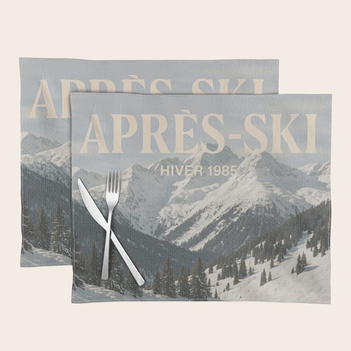 Vintage Apres Ski Alpine Mountains Classic Car  Placemat Gallery Image 1