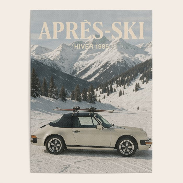 Vintage Apres Ski Alpine Mountains Classic Car  Poster Gallery Image 4