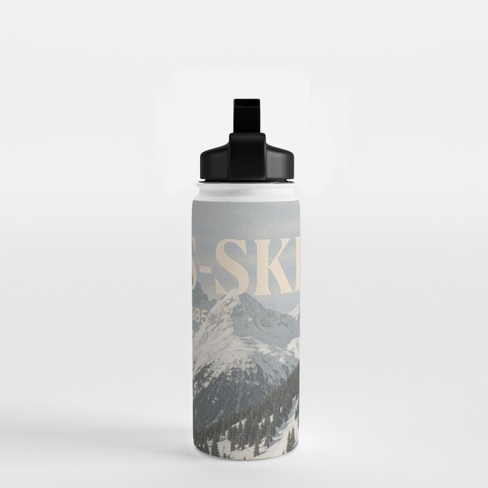 Vintage Apres Ski Alpine Mountains Classic Car  Water Bottle Gallery Image 2