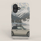 Vintage Apres Ski Alpine Mountains Classic Car  iPhone Case Gallery Image 1