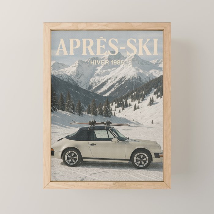 Vintage Apres Ski Alpine Mountains Classic Car  Mini Art Print Gallery Image 1