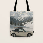 Vintage Apres Ski Alpine Mountains Classic Car  Tote Bag Gallery Image 1