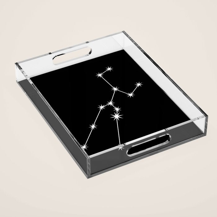 Taurus Zodiac Star Constellation Line Art Black Acrylic Tray Gallery Image 1