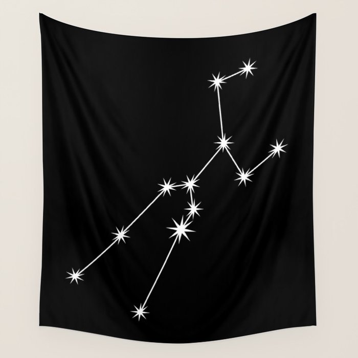 Taurus Zodiac Star Constellation Line Art Black Wall Tapestry Gallery Image 4
