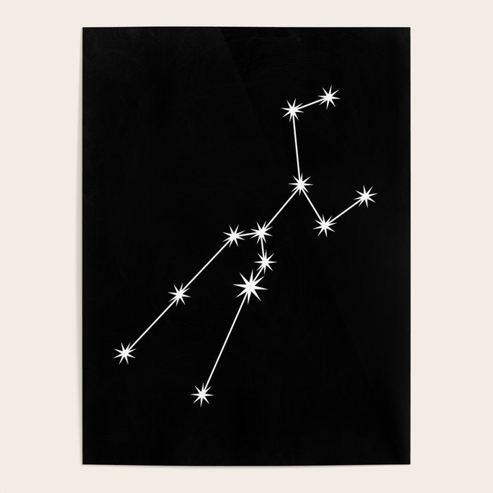 Taurus Zodiac Star Constellation Line Art Black Poster Gallery Image 4