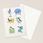 Mid-century Modern Chairs with Beagle Dogs Stationery Card Gallery Image 2