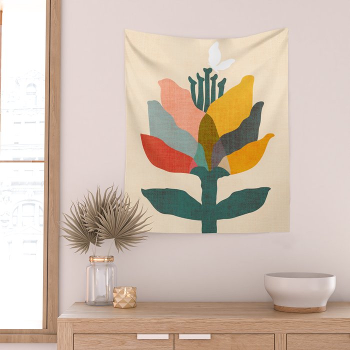 Flower and butterfly Wall Tapestry Gallery Image 2