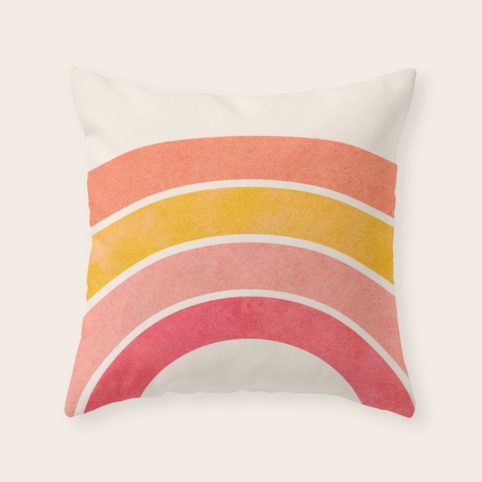 Whimsical Vintage Rainbow Waves Throw Pillow Gallery Image 1