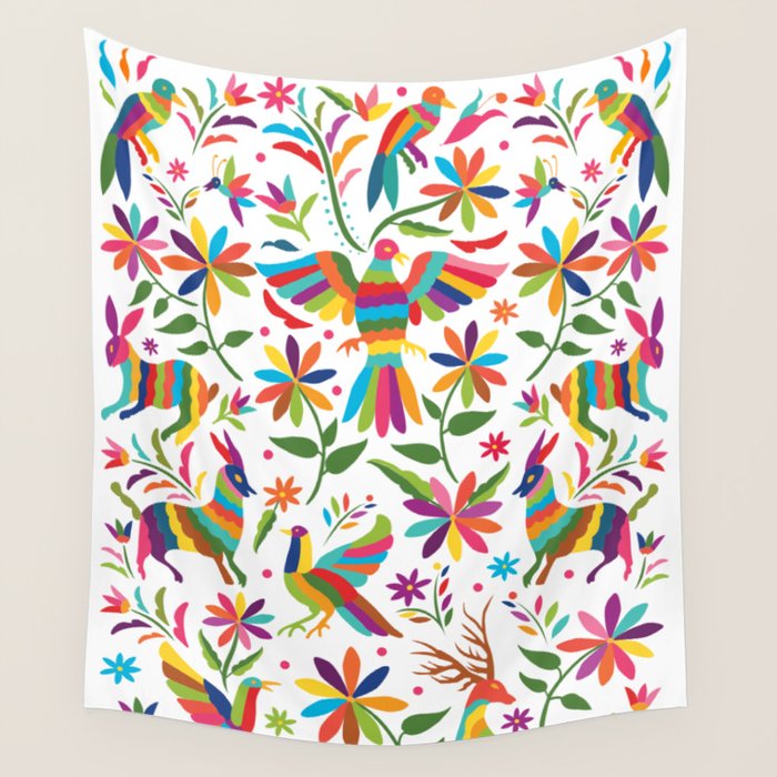 Mexican Otomí Design by Akbaly Wall Tapestry Gallery Image 4