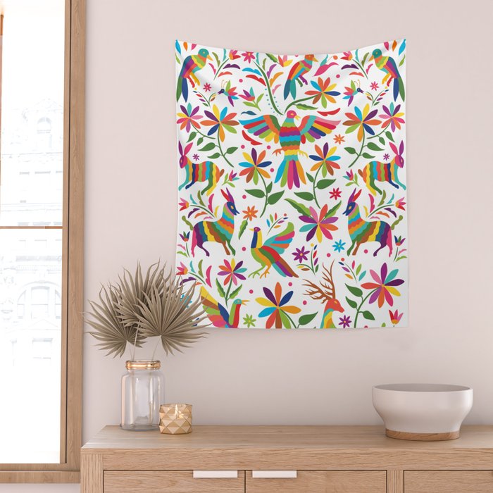 Mexican Otomí Design by Akbaly Wall Tapestry Gallery Image 2