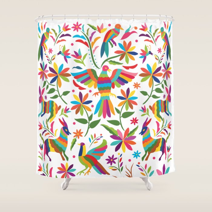 Mexican Otomí Design by Akbaly Shower Curtain Gallery Image 1