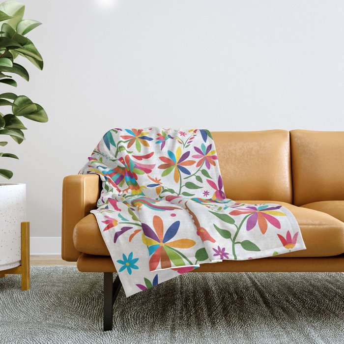Mexican Otomí Design by Akbaly Throw Blanket Gallery Image 1