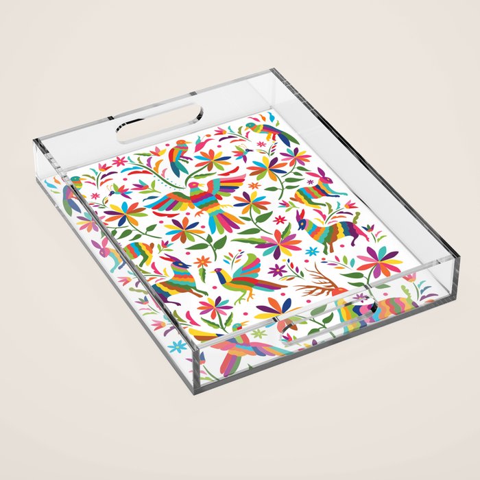 Mexican Otomí Design by Akbaly Acrylic Tray Gallery Image 1