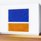 Phthalo Blue Yellow Ochre Mid Century Modern Abstract Minimalist Rothko Color Field Squares Wall Mural Gallery Image 2