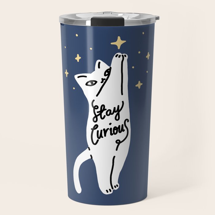Stay Curious Cat Travel Mug Gallery Image 1