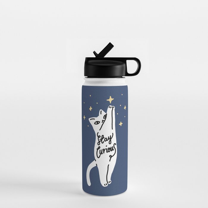 Stay Curious Cat Water Bottle Gallery Image 1