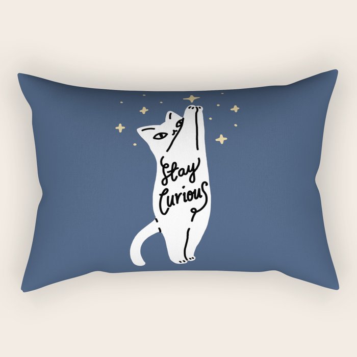 Stay Curious Cat Rectangular Pillow Gallery Image 1
