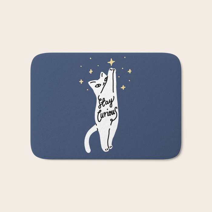 Stay Curious Cat Bath Mat Gallery Image 1