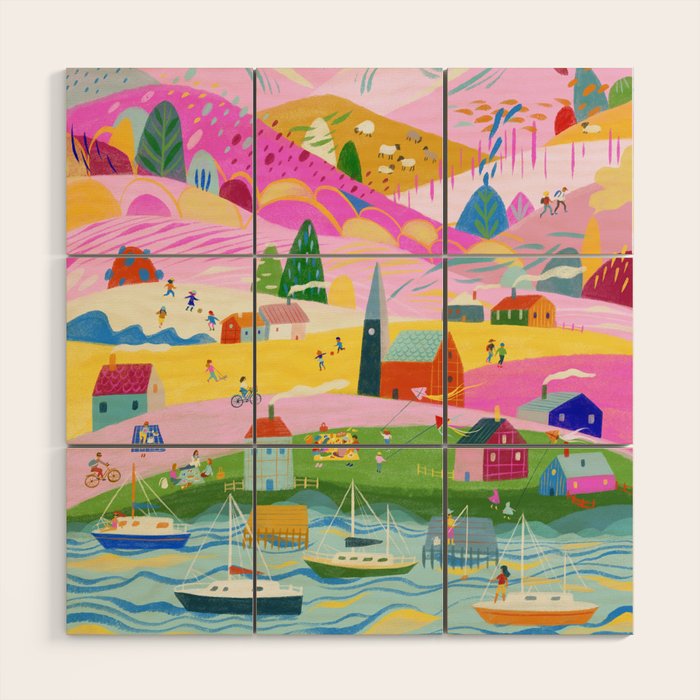 Pink Mountain Wood Wall Art Gallery Image 1