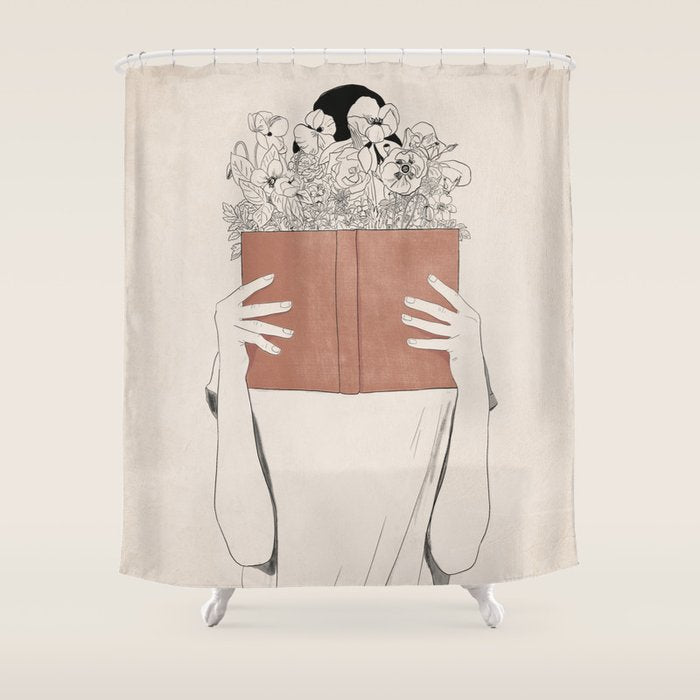 The Dreamer Line Art Shower Curtain Gallery Image 1