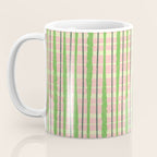 Retro Picnic Plaid Pattern in Light Green and Pink Coffee Mug Gallery Image 3