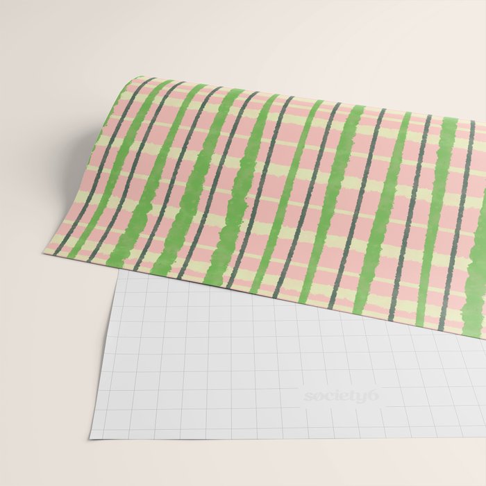 Retro Picnic Plaid Pattern in Light Green and Pink Wrapping Paper Gallery Image 2