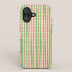 Retro Picnic Plaid Pattern in Light Green and Pink iPhone Case Gallery Image 1
