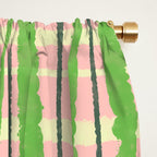 Retro Picnic Plaid Pattern in Light Green and Pink Window Curtain Gallery Image 2
