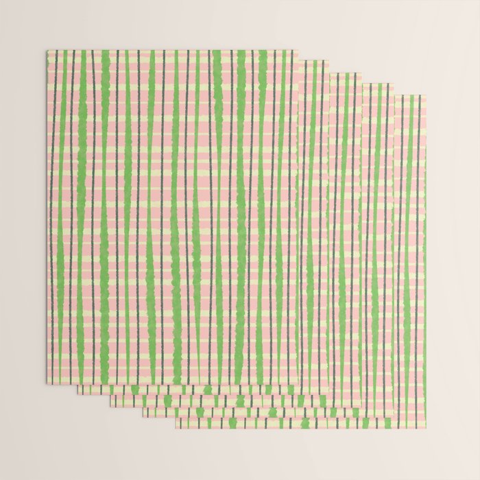 Retro Picnic Plaid Pattern in Light Green and Pink Wrapping Paper Gallery Image 3