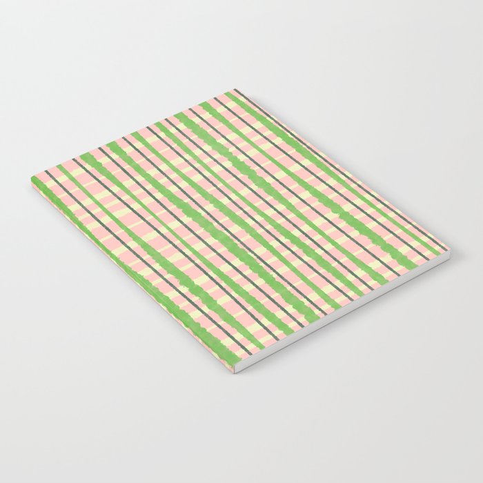 Retro Picnic Plaid Pattern in Light Green and Pink Notebook Gallery Image 1