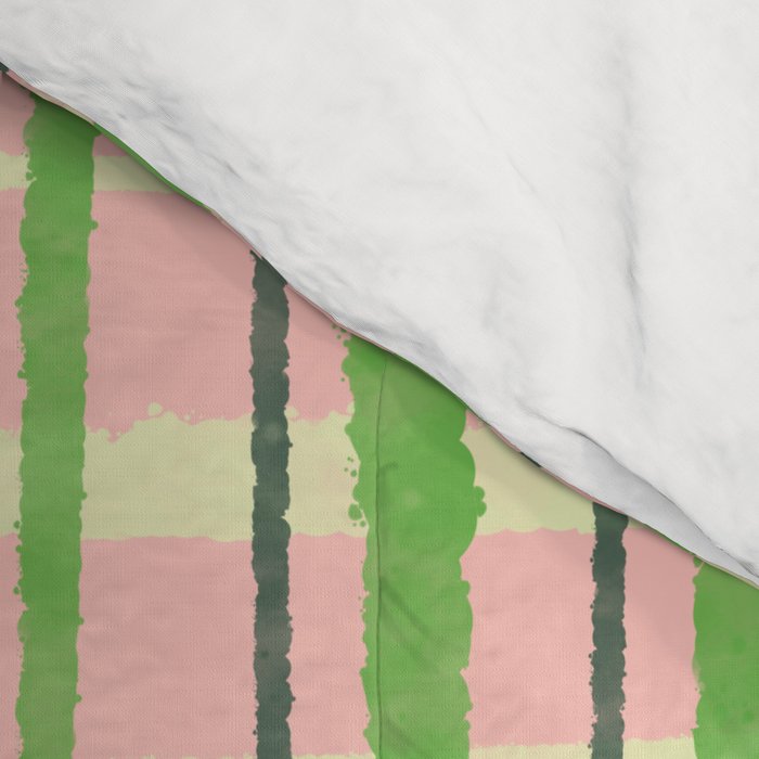 Retro Picnic Plaid Pattern in Light Green and Pink Comforter Gallery Image 4
