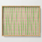Retro Picnic Plaid Pattern in Light Green and Pink Serving Tray Gallery Image 1