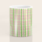 Retro Picnic Plaid Pattern in Light Green and Pink Coffee Mug Gallery Image 4
