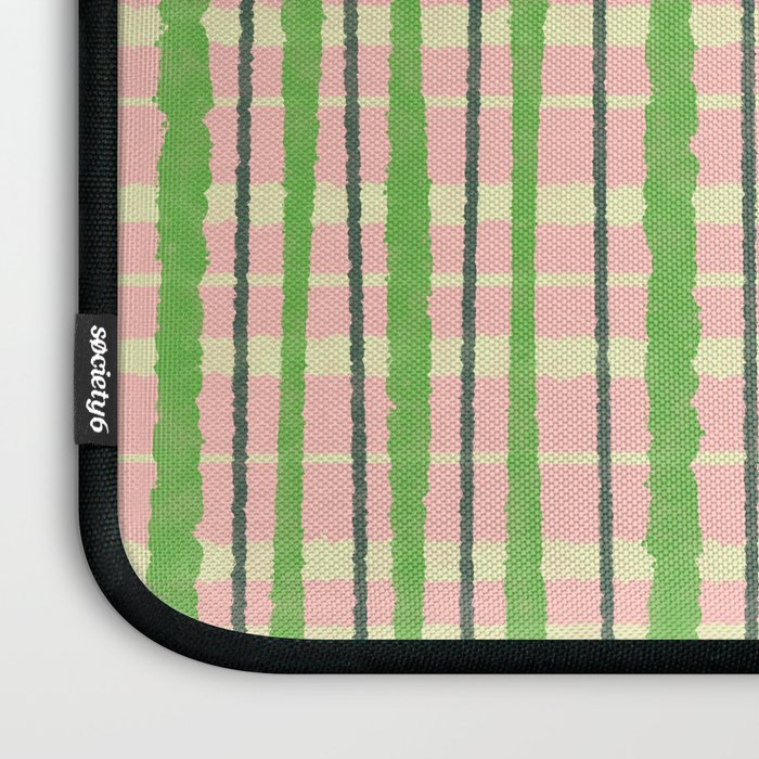 Retro Picnic Plaid Pattern in Light Green and Pink Laptop Sleeve Gallery Image 3