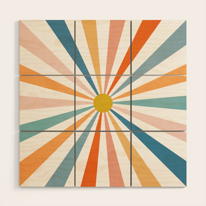 Sun Retro Art V Wood Wall Art Gallery Image 1