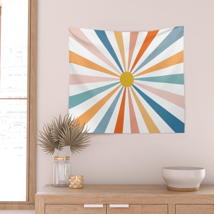 Sun Retro Art V Wall Tapestry Gallery Image 2
