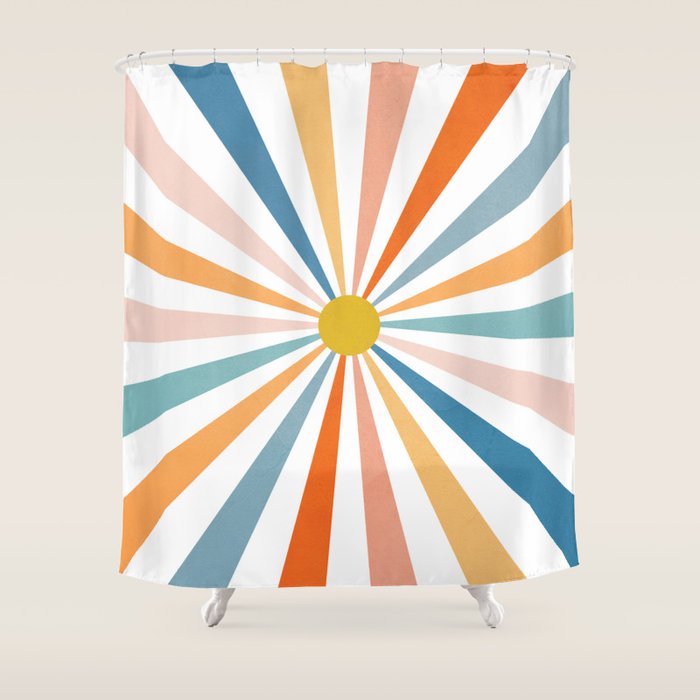 Sun Retro Art V Shower Curtain Gallery Image 1