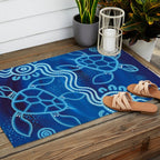 Authentic Aboriginal Artwork - 2 Turtles  Outdoor Rug Gallery Image 2