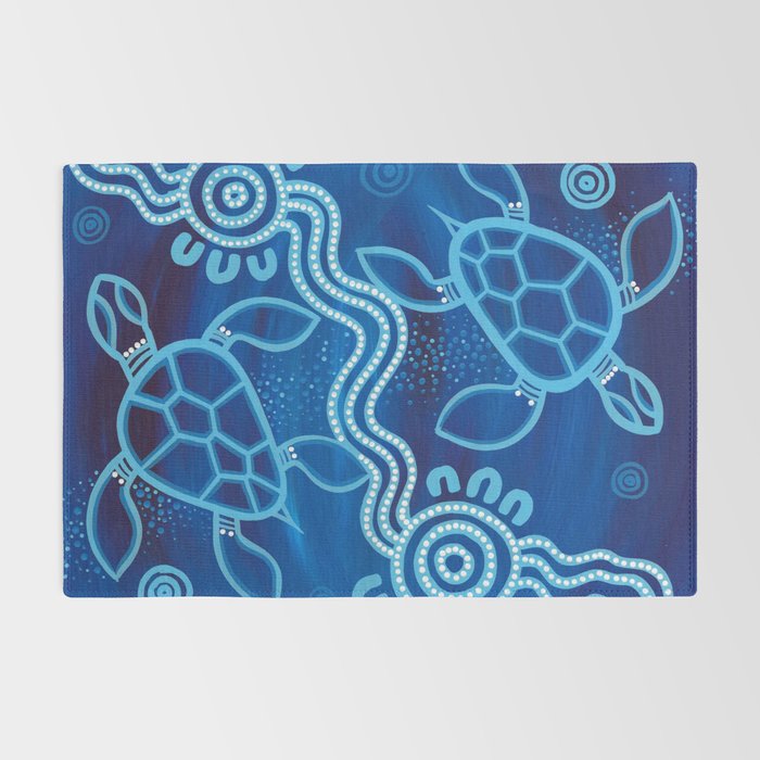 Authentic Aboriginal Artwork - 2 Turtles  Rug Gallery Image 2