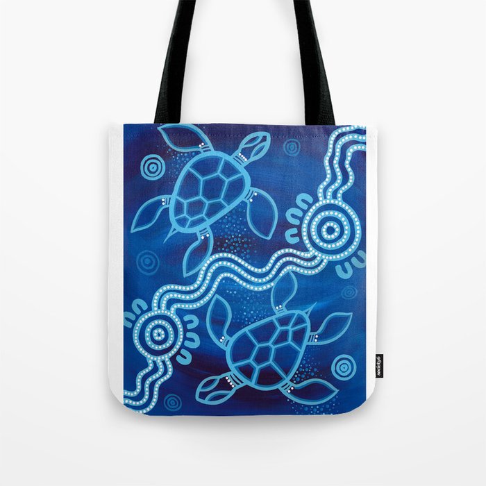 Authentic Aboriginal Artwork - 2 Turtles  Tote Bag Gallery Image 1