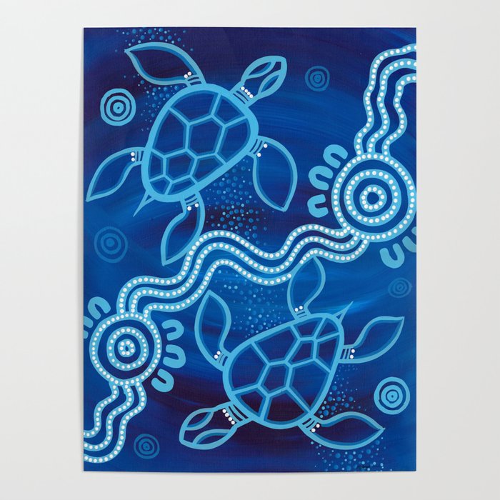 Authentic Aboriginal Artwork - 2 Turtles  Poster Gallery Image 1