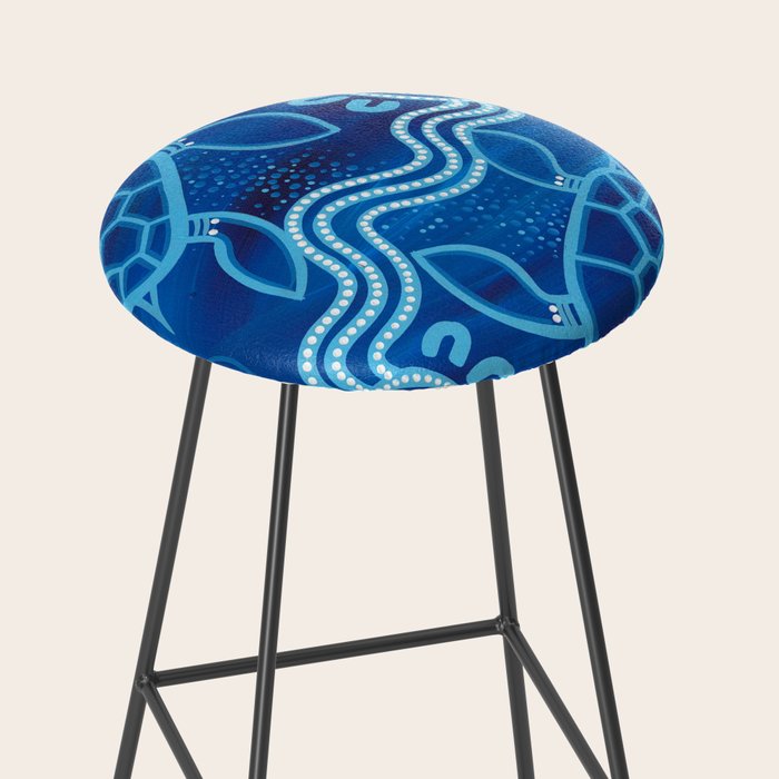 Authentic Aboriginal Artwork - 2 Turtles  Stool Gallery Image 2